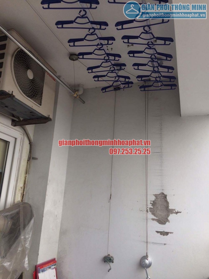 Lắp giàn phơi và lưới an toàn ban công nhà chú Thắng P6 tầng 14 Tháp A, Hà Thanh, Thái Thịnh-01