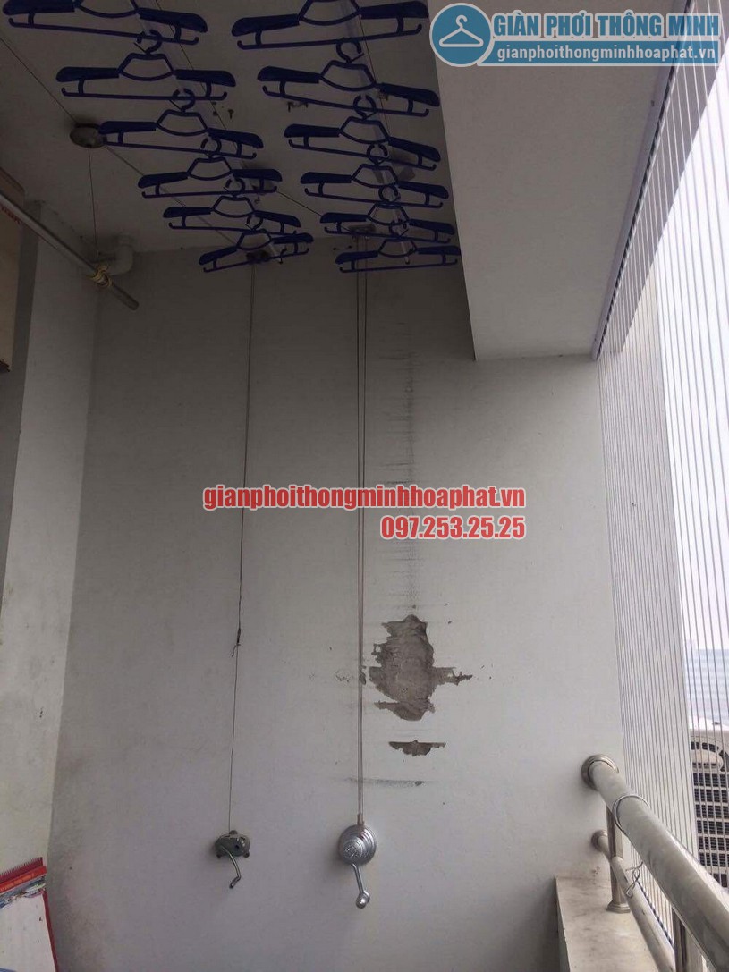 Lắp giàn phơi và lưới an toàn ban công nhà chú Thắng P6 tầng 14 Tháp A, Hà Thanh, Thái Thịnh-02